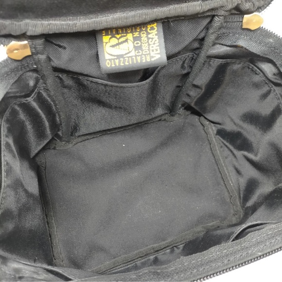 SOLD - Versace vintage large black gold baroco vanity case purse bag - Picture 9 of 12